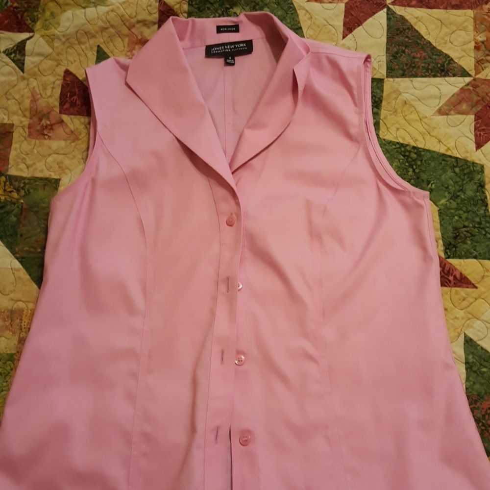 Pink sleeveless button down